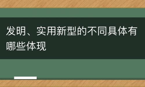 发明、实用新型的不同具体有哪些体现