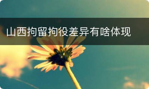 山西拘留拘役差异有啥体现