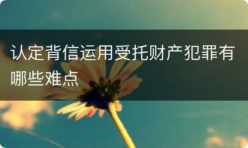 认定背信运用受托财产犯罪有哪些难点
