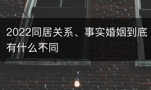 2022同居关系、事实婚姻到底有什么不同