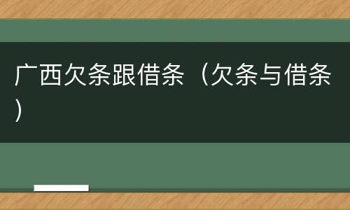 广西欠条跟借条（欠条与借条）