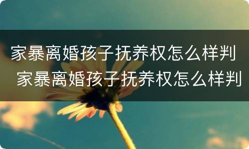 家暴离婚孩子抚养权怎么样判 家暴离婚孩子抚养权怎么样判决