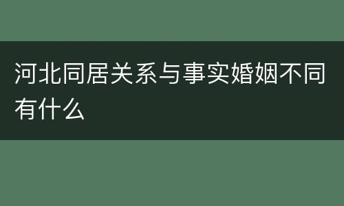 河北同居关系与事实婚姻不同有什么