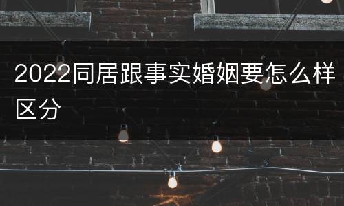2022同居跟事实婚姻要怎么样区分