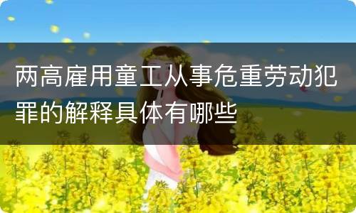 两高雇用童工从事危重劳动犯罪的解释具体有哪些