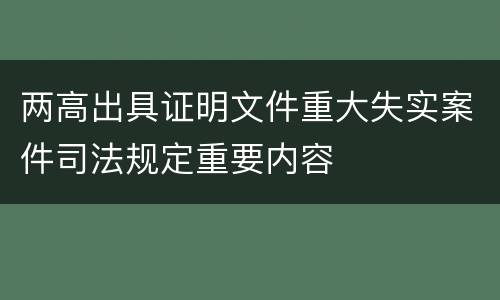 两高出具证明文件重大失实案件司法规定重要内容