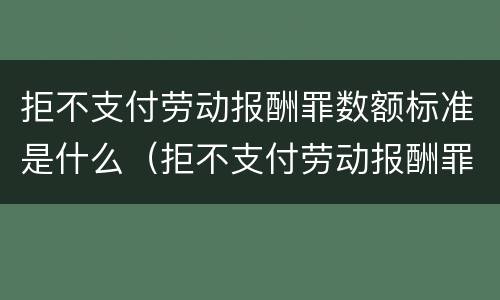 拒不支付劳动报酬罪数额标准是什么（拒不支付劳动报酬罪立案标准）