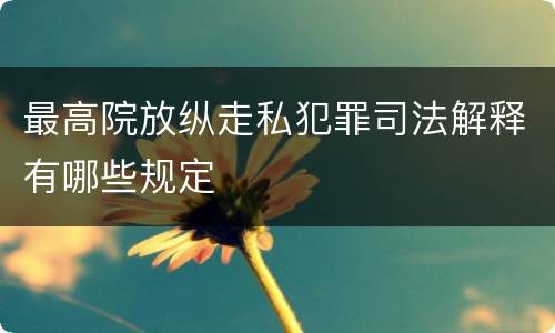 最高院放纵走私犯罪司法解释有哪些规定
