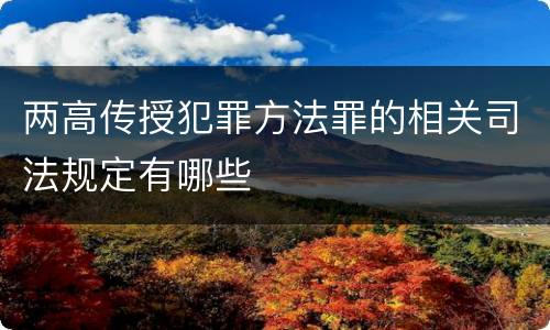 两高传授犯罪方法罪的相关司法规定有哪些