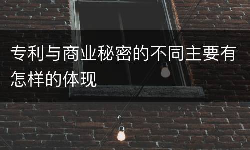 专利与商业秘密的不同主要有怎样的体现