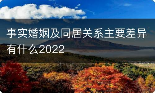 事实婚姻及同居关系主要差异有什么2022