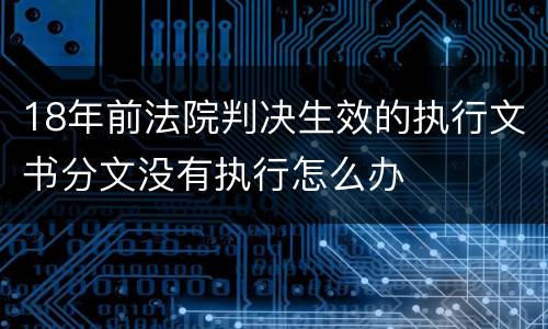 18年前法院判决生效的执行文书分文没有执行怎么办
