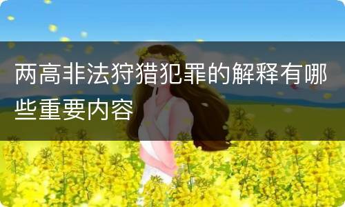 两高非法狩猎犯罪的解释有哪些重要内容