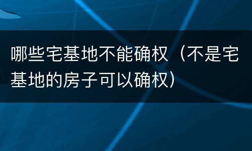 哪些宅基地不能确权（不是宅基地的房子可以确权）