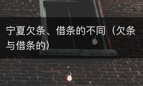 宁夏欠条、借条的不同（欠条与借条的）