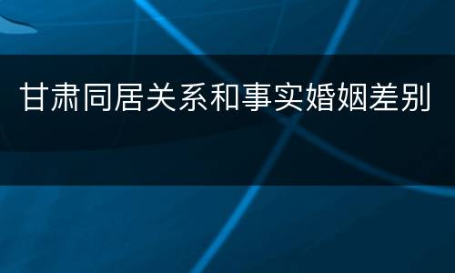 甘肃同居关系和事实婚姻差别