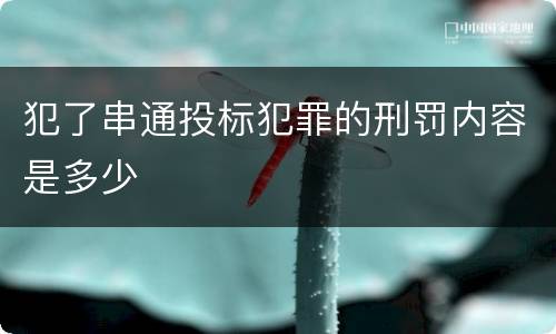 犯了串通投标犯罪的刑罚内容是多少