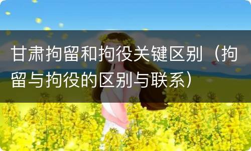 甘肃拘留和拘役关键区别（拘留与拘役的区别与联系）