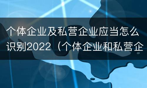 个体企业及私营企业应当怎么识别2022（个体企业和私营企业）