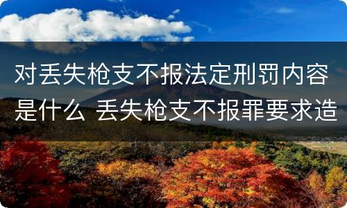 对丢失枪支不报法定刑罚内容是什么 丢失枪支不报罪要求造成了严重后果的才构成犯罪