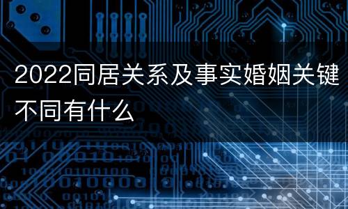 2022同居关系及事实婚姻关键不同有什么