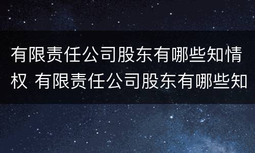 有限责任公司股东有哪些知情权 有限责任公司股东有哪些知情权力