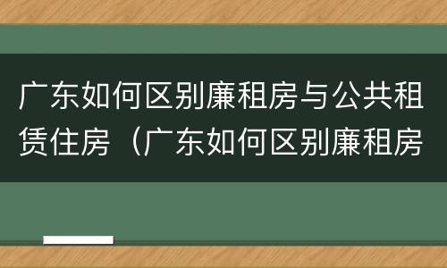 广东如何区别廉租房与公共租赁住房（广东如何区别廉租房与公共租赁住房的关系）