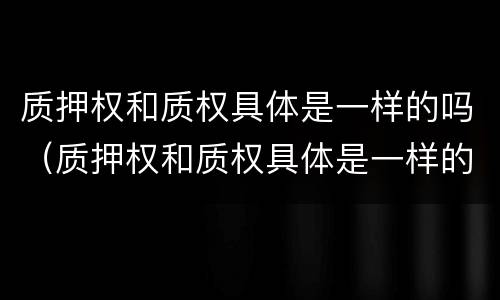 质押权和质权具体是一样的吗（质押权和质权具体是一样的吗对吗）