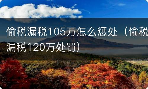 偷税漏税105万怎么惩处（偷税漏税120万处罚）