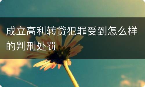成立高利转贷犯罪受到怎么样的判刑处罚