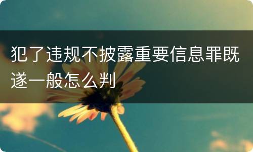 犯了违规不披露重要信息罪既遂一般怎么判
