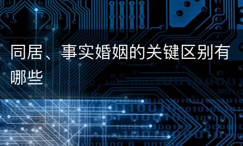 同居、事实婚姻的关键区别有哪些