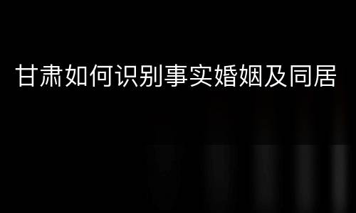 甘肃如何识别事实婚姻及同居