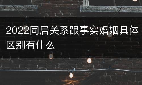 2022同居关系跟事实婚姻具体区别有什么