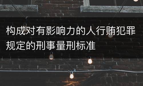 构成对有影响力的人行贿犯罪规定的刑事量刑标准