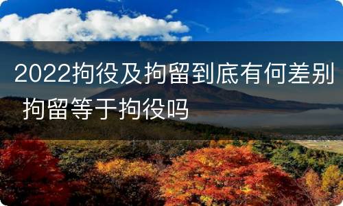 2022拘役及拘留到底有何差别 拘留等于拘役吗