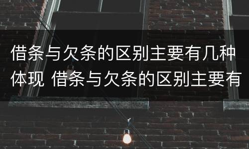 借条与欠条的区别主要有几种体现 借条与欠条的区别主要有几种体现方法