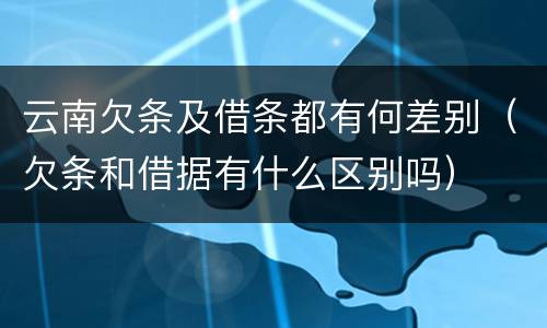 云南欠条及借条都有何差别（欠条和借据有什么区别吗）