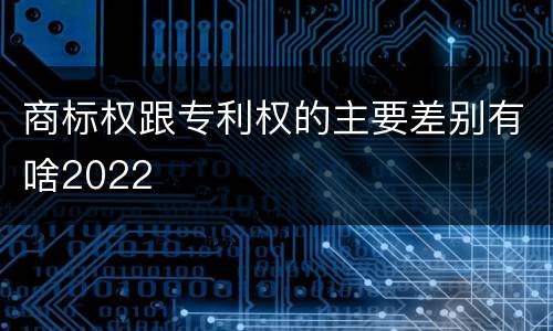 商标权跟专利权的主要差别有啥2022