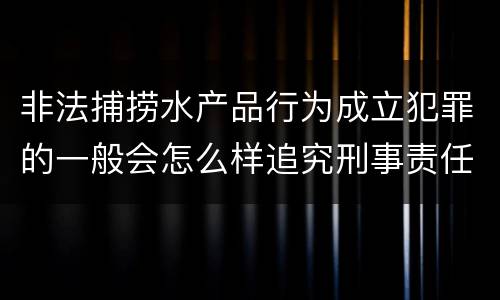 非法捕捞水产品行为成立犯罪的一般会怎么样追究刑事责任