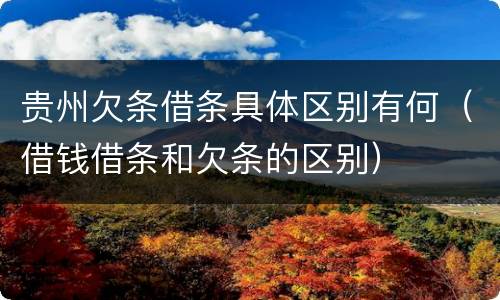 贵州欠条借条具体区别有何（借钱借条和欠条的区别）