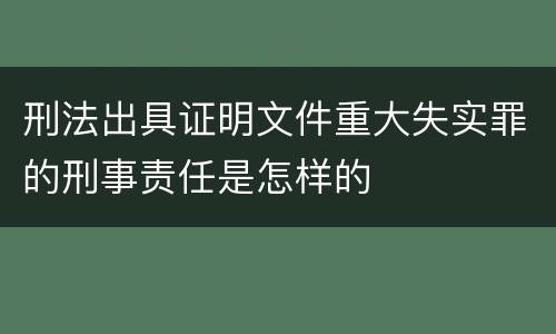 刑法出具证明文件重大失实罪的刑事责任是怎样的