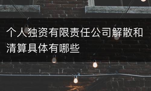 个人独资有限责任公司解散和清算具体有哪些