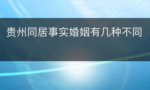 贵州同居事实婚姻有几种不同