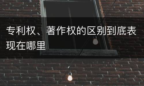 专利权、著作权的区别到底表现在哪里