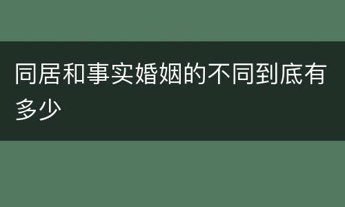 同居和事实婚姻的不同到底有多少