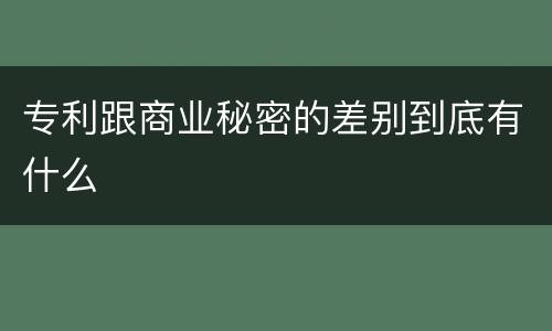 专利跟商业秘密的差别到底有什么