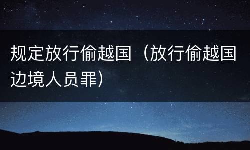 规定放行偷越国（放行偷越国边境人员罪）