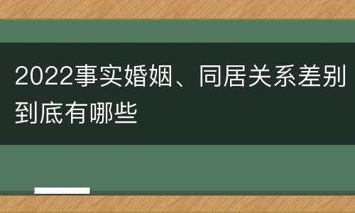 2022事实婚姻、同居关系差别到底有哪些