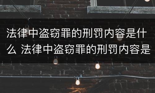 法律中盗窃罪的刑罚内容是什么 法律中盗窃罪的刑罚内容是什么意思